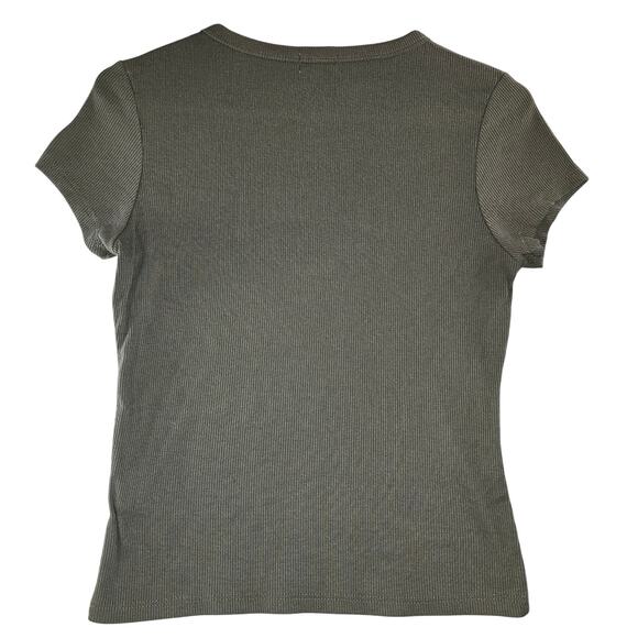 Y2K Style Faded Rose Hollywood California Green Crop Top Size L - Picture 2 of 11